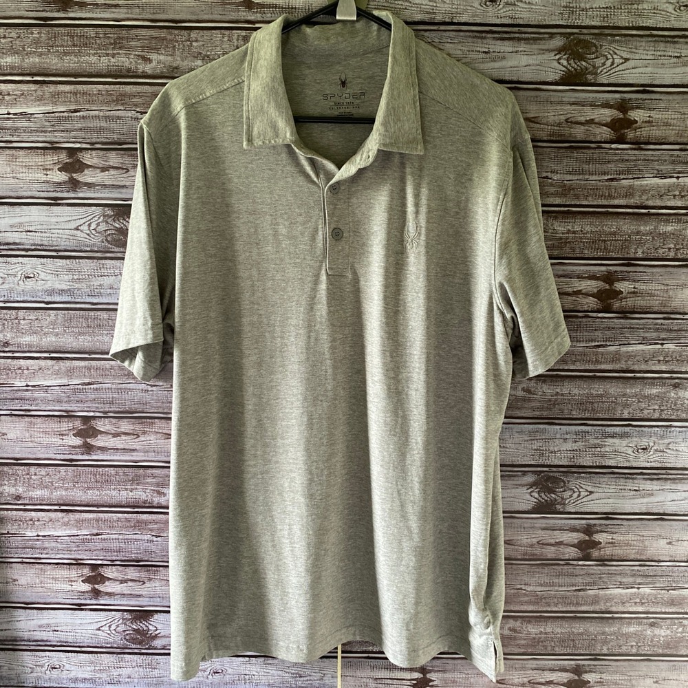 Spyder Men's Short-Sleeved Polo Shirt Size XL Gray Logo